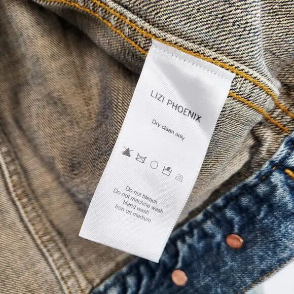 LIZI PHOENIX Old Navy Custom Hand-painted Blue Jean Trucker Jacket Men's Size L - Picture 11 of 11